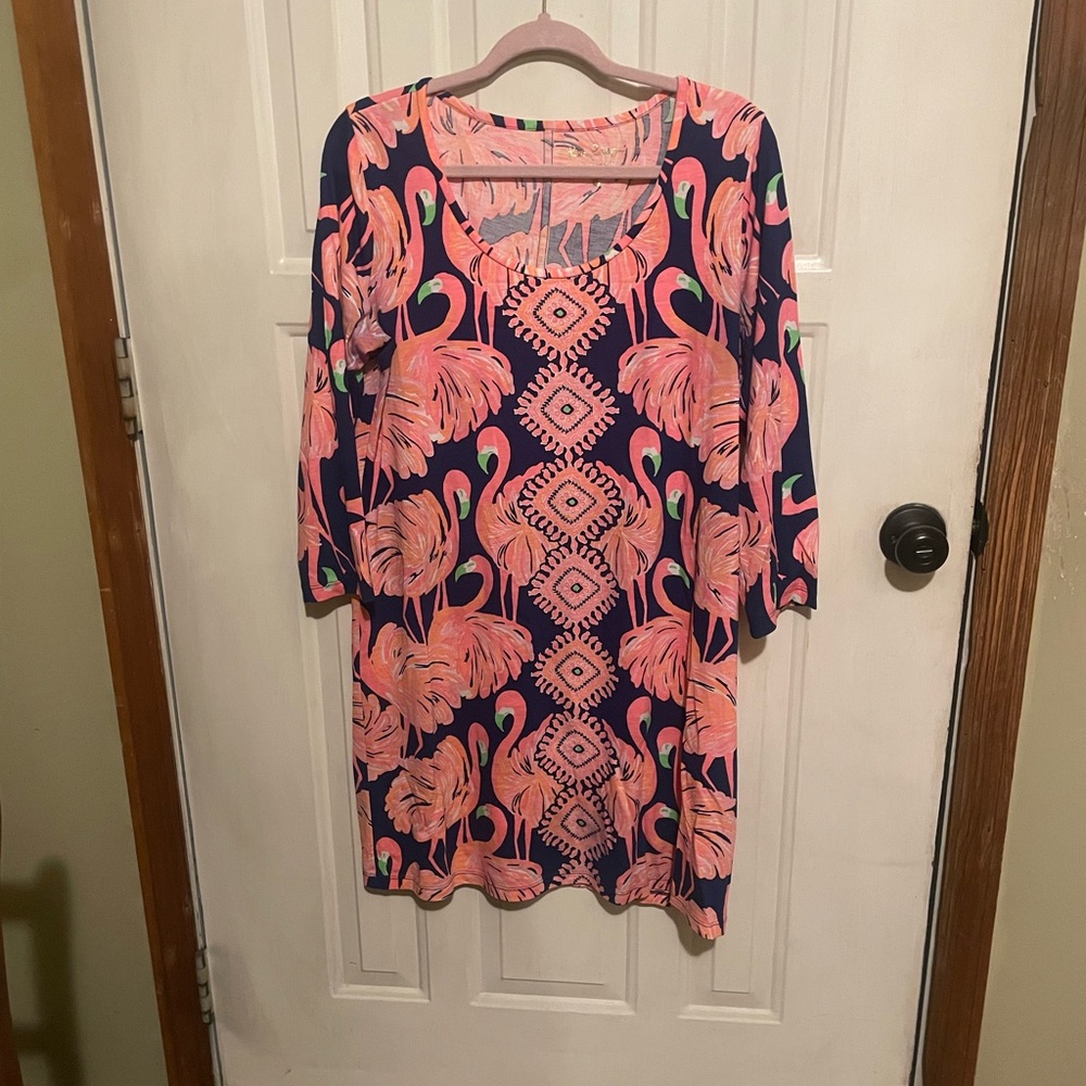 Lilly Pulitzer Pink and Navy Patterned Dress